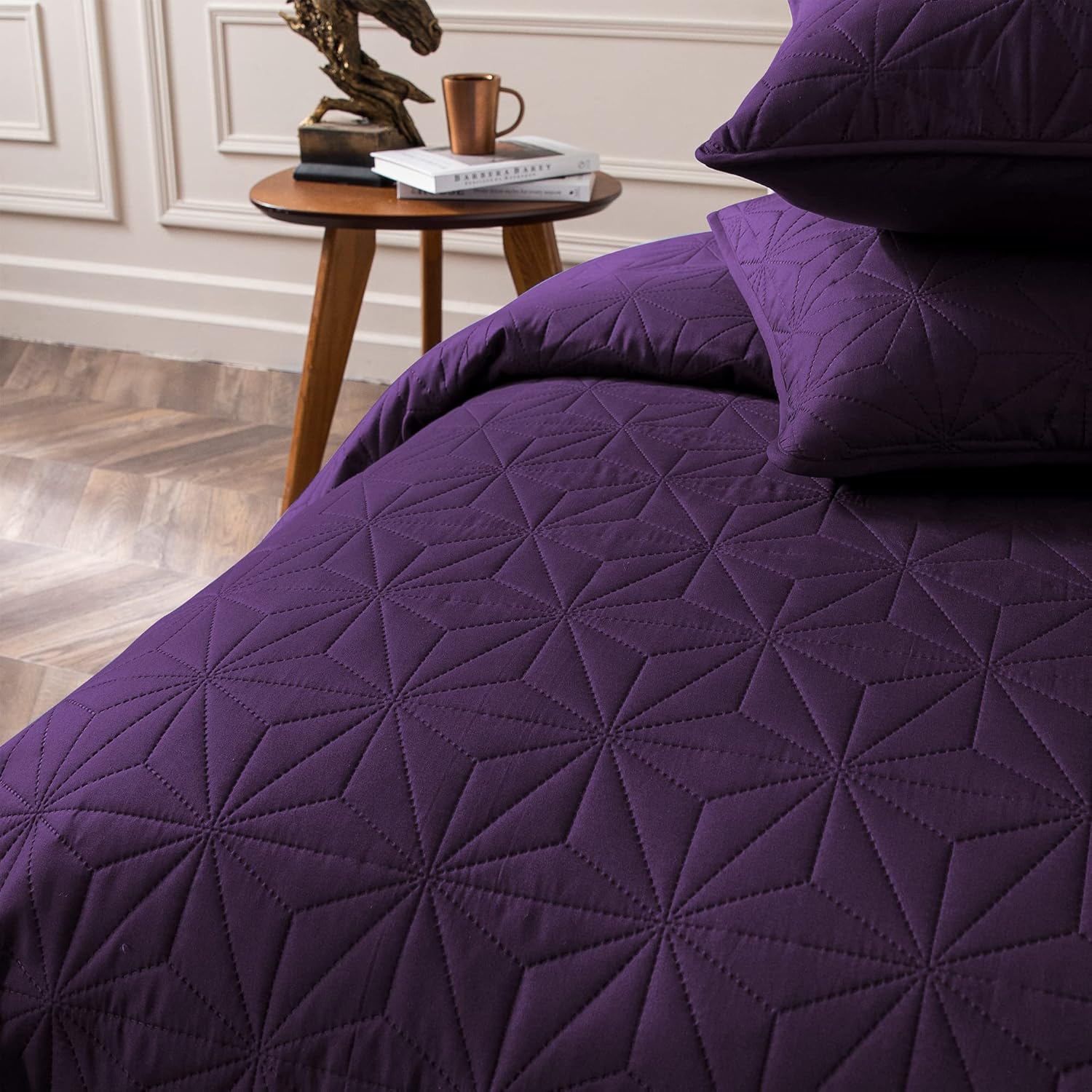 Whale Flotilla Juego de edredón de 3 piezas tamaño King, colchas para todas las estaciones, juego de ropa de cama con patrón de estrellas con 2