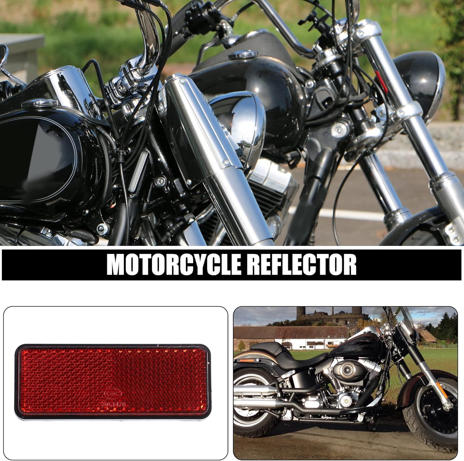 X AUTOHAUX 2 piezas M6x1.0 de plástico rojo universal rectangular para montaje de tornillo, reflectores de advertencia reflectantes para motocicleta