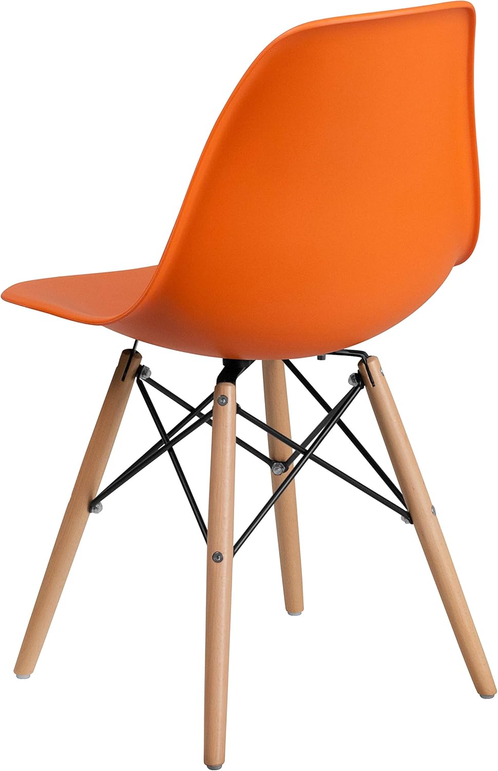 Merrick Lane Elton Series – Silla decorativa de polipropileno naranja con patas de madera apoyadas en metal