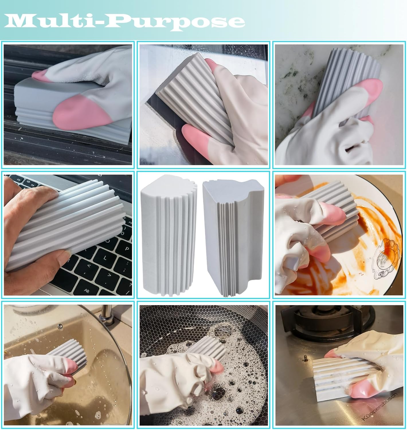 M-jump Juego de 4 esponjas de limpieza húmeda, esponja mágica para limpieza de polvo, herramienta de limpieza de ciegos para zócalos, ranuras de