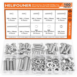 100 piezas M6 x 0.394 in 0.472 in 0.630 in 0.787 in 0.984 in 1.181 in 1.378 in, tornillos métricos, tornillos métricos, arandelas, tuercas, acero 100 piezas M6 x 0.394 in 0.472 in 0.630 in 0.787 in 0.984 in 1.181 in 1.378 in, tornillos métricos, tornillos métricos, arandelas, tuercas, acero