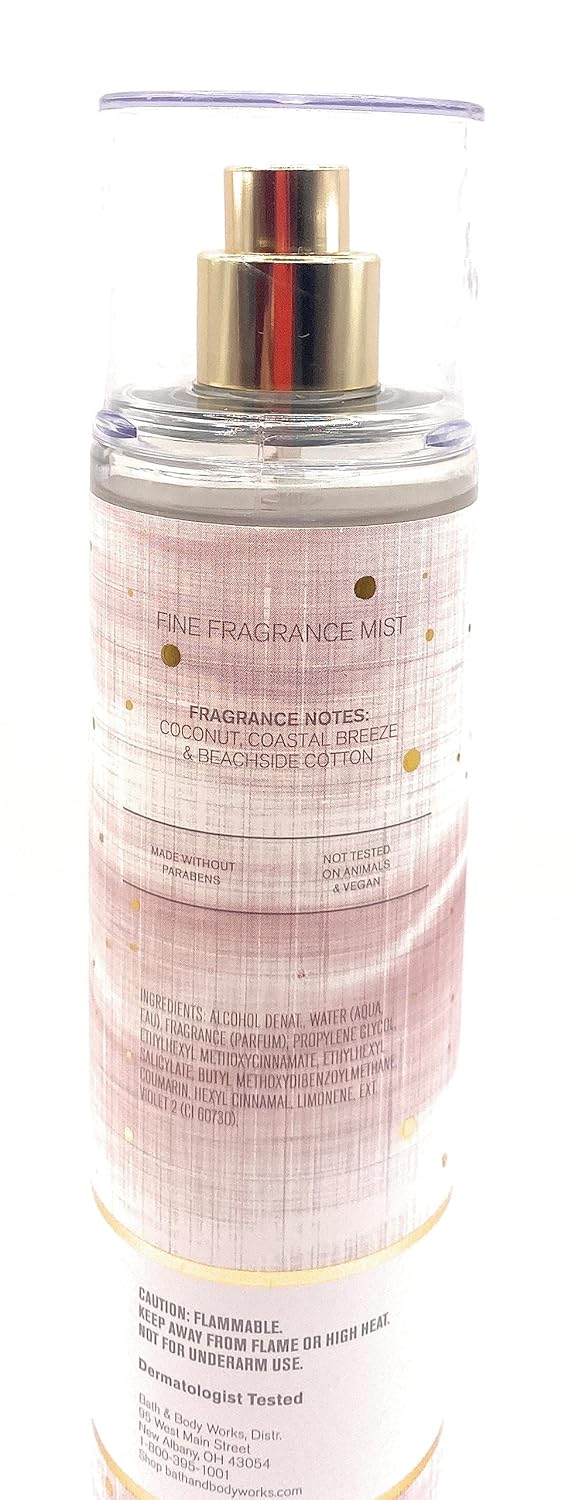 Bath & Body Works Fresh Coconut & Cotton – Fragancia fina en espray de 8 onzas líquidas