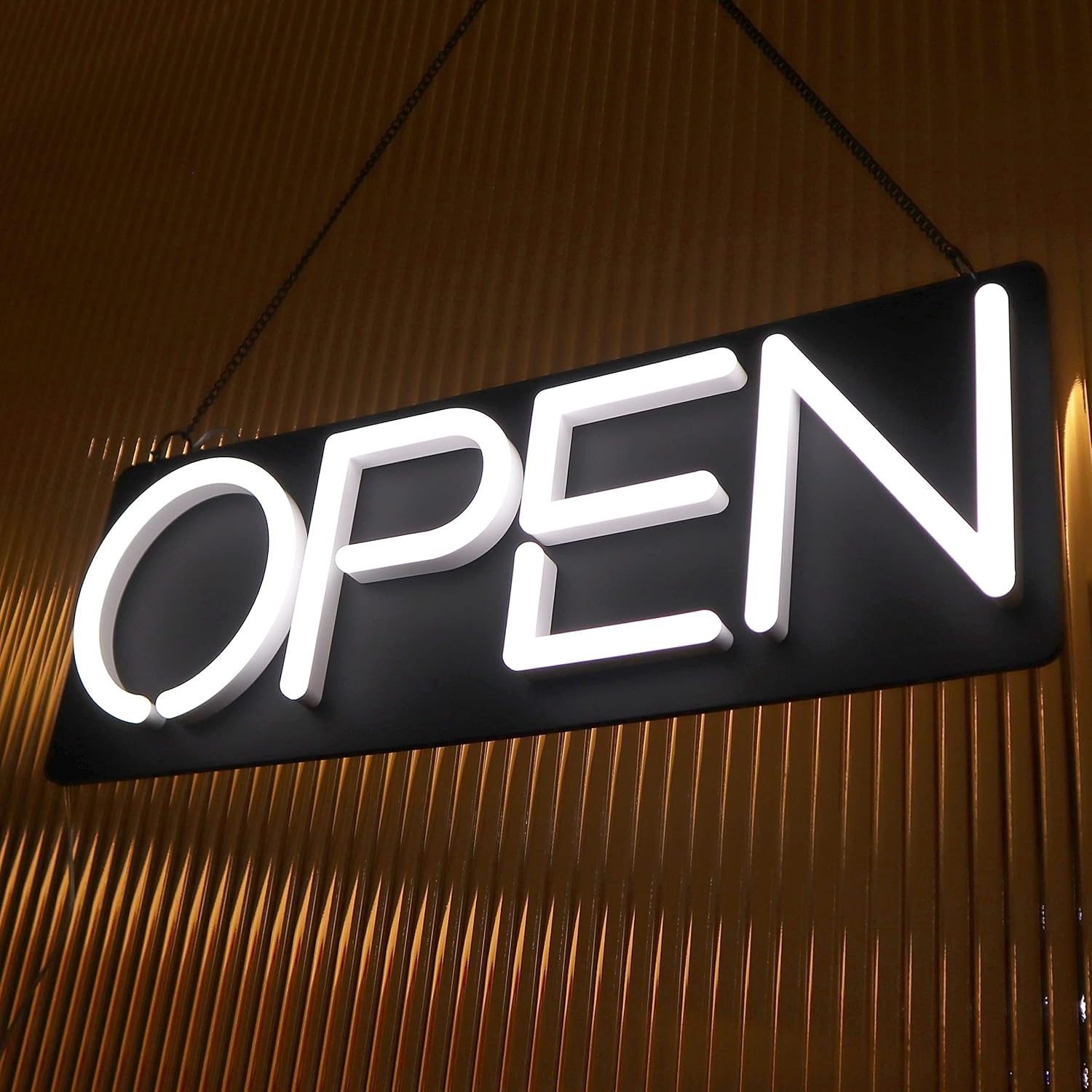 Letrero LED de neón abierto para negocios, letrero abierto para tienda, bar, moderno letrero abierto de neón para escaparates con cable colgante