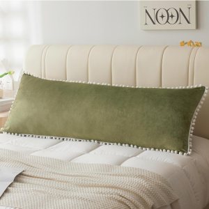 LIFEREVO Funda de almohada corporal de terciopelo con pompones, funda de almohada larga y mullida de 20 x 54 pulgadas, funda de almohada de LIFEREVO Funda de almohada corporal de terciopelo con pompones, funda de almohada larga y mullida de 20 x 54 pulgadas, funda de almohada de