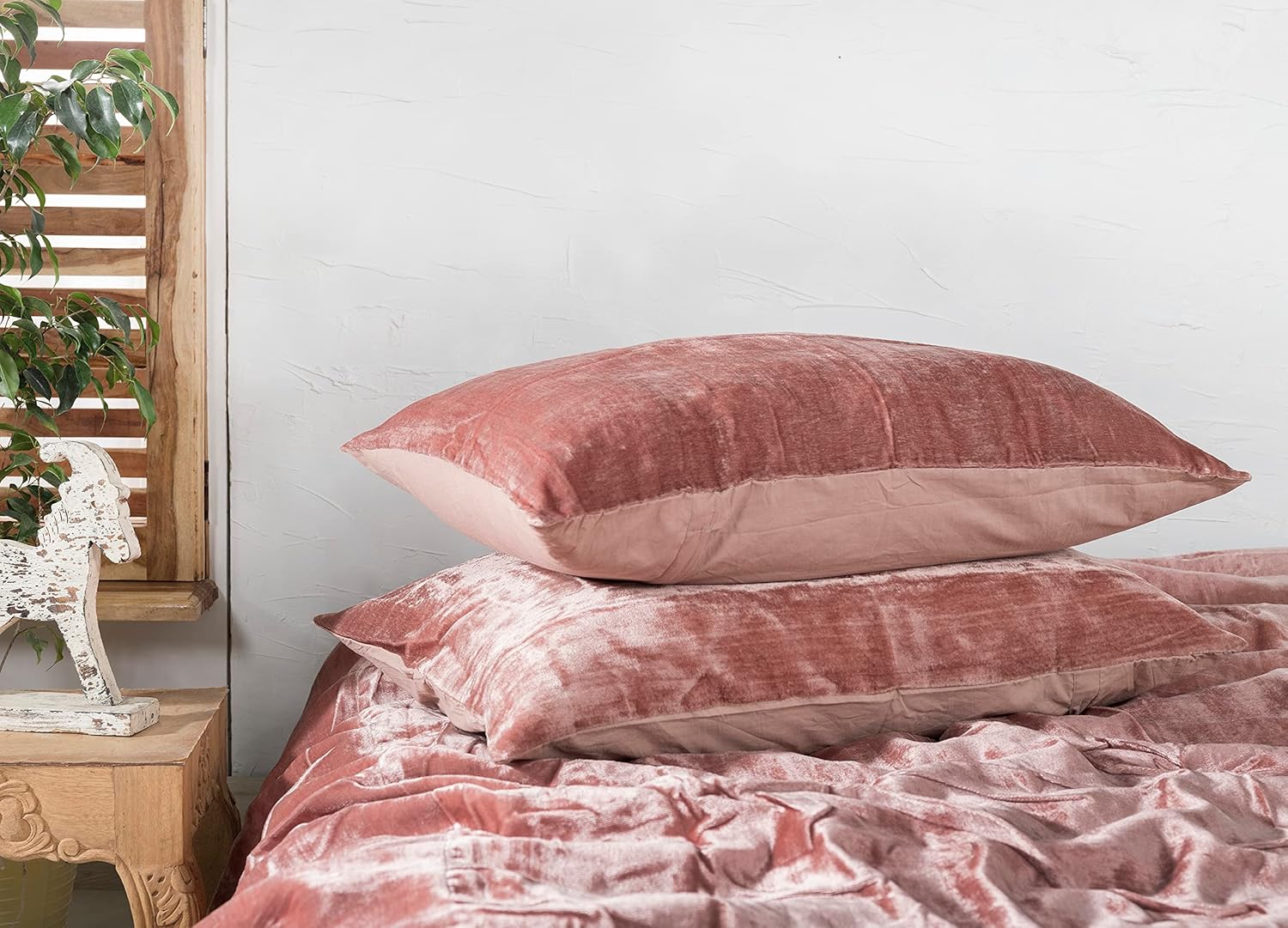 Labhanshi Juego de 3 piezas de lujo de terciopelo rosa aplastado, ropa de cama bohemia, funda de edredón UO, funda de edredón Donna, funda de