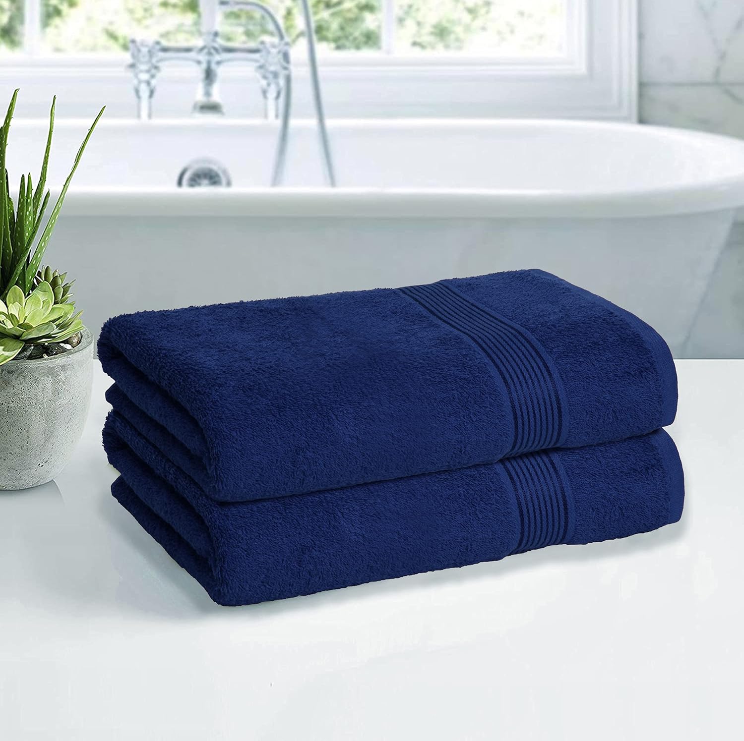 Belizzi Home Juego de 2 toallas de baño de algodón de gran tamaño de 28 x 55 pulgadas, toallas de baño grandes, ultra absorbentes, compactas, de