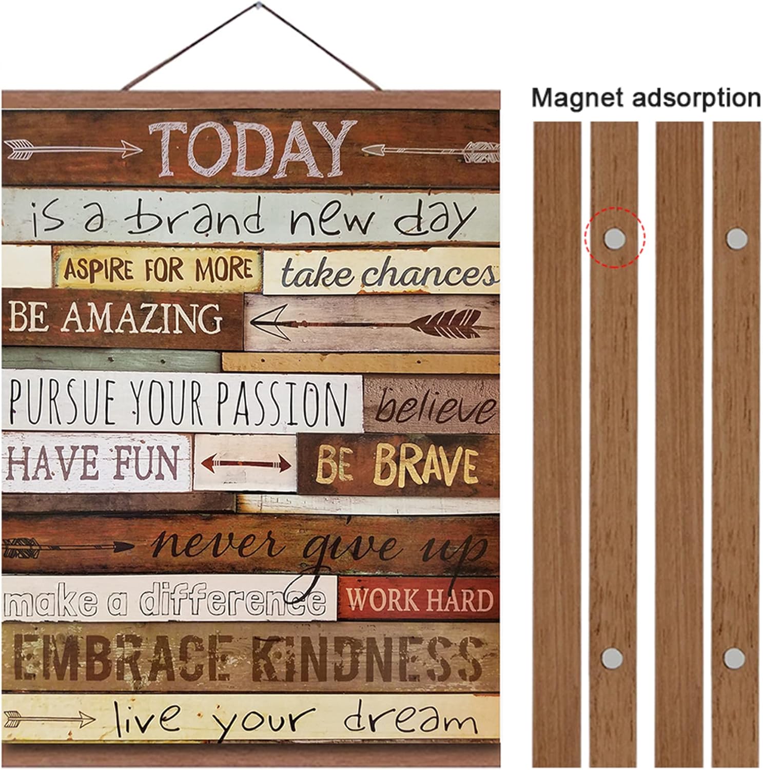 HoozGee Marco magnético para colgar pósteres e inspirador arte de pared con imán de madera clara, lienzo, impresiones de arte de 19.7 x 27.6in, kit