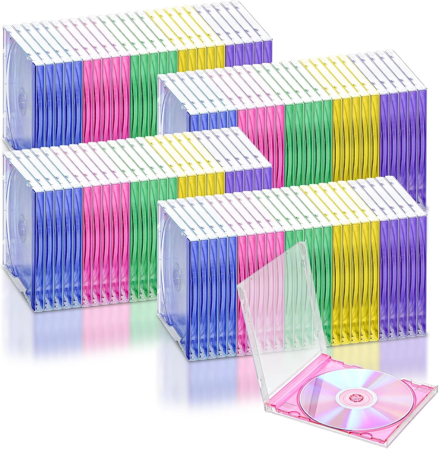 100 piezas de plástico estándar para CD, funda de una sola joya, funda transparente para discos de DVD, funda de disco negro para protección de