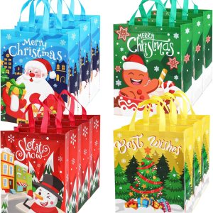 Paquete de 12 bolsas grandes de Navidad con asas, bolsa de regalo reutilizable, no tejida, bolsas de compras para suministros de fiesta de Navidad Paquete de 12 bolsas grandes de Navidad con asas, bolsa de regalo reutilizable, no tejida, bolsas de compras para suministros de fiesta de Navidad
