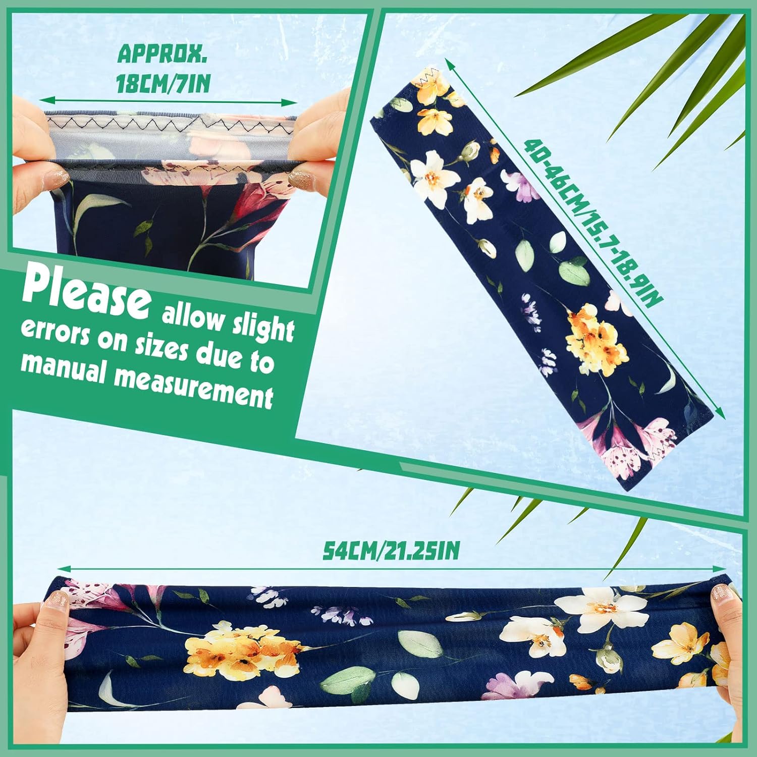 18 pares de mangas de brazo de jardinería con protección solar UV para mujeres y hombres, patrón de flores, mangas de enfriamiento de color sólido,