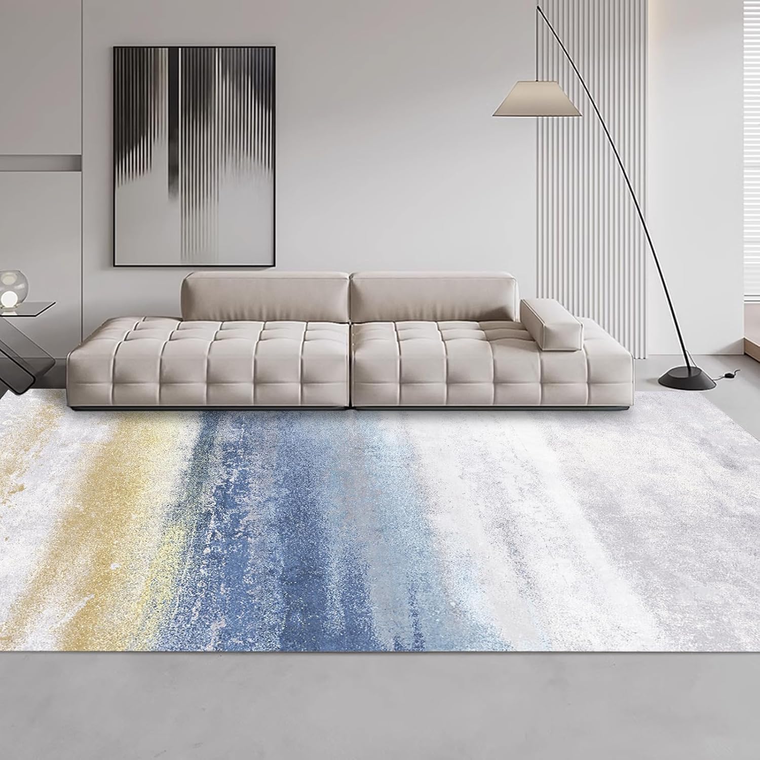 Alfombra lavable de 8 x 10 pulgadas, alfombra moderna abstracta para sala de estar, alfombra suave de pelo bajo con parte trasera antideslizante,