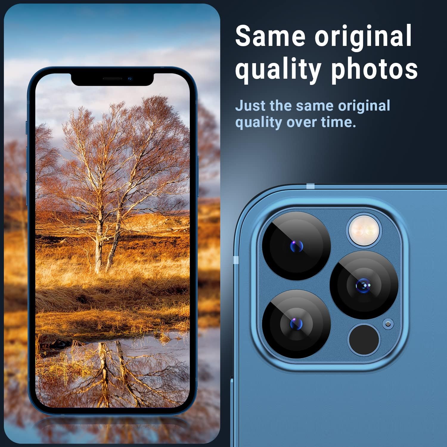 Korecase Paquete de 2 Protector de lente de cámara para iPhone 12 Pro Max, película de lente de metal de aluminio 3D, dureza 9H, cubierta de