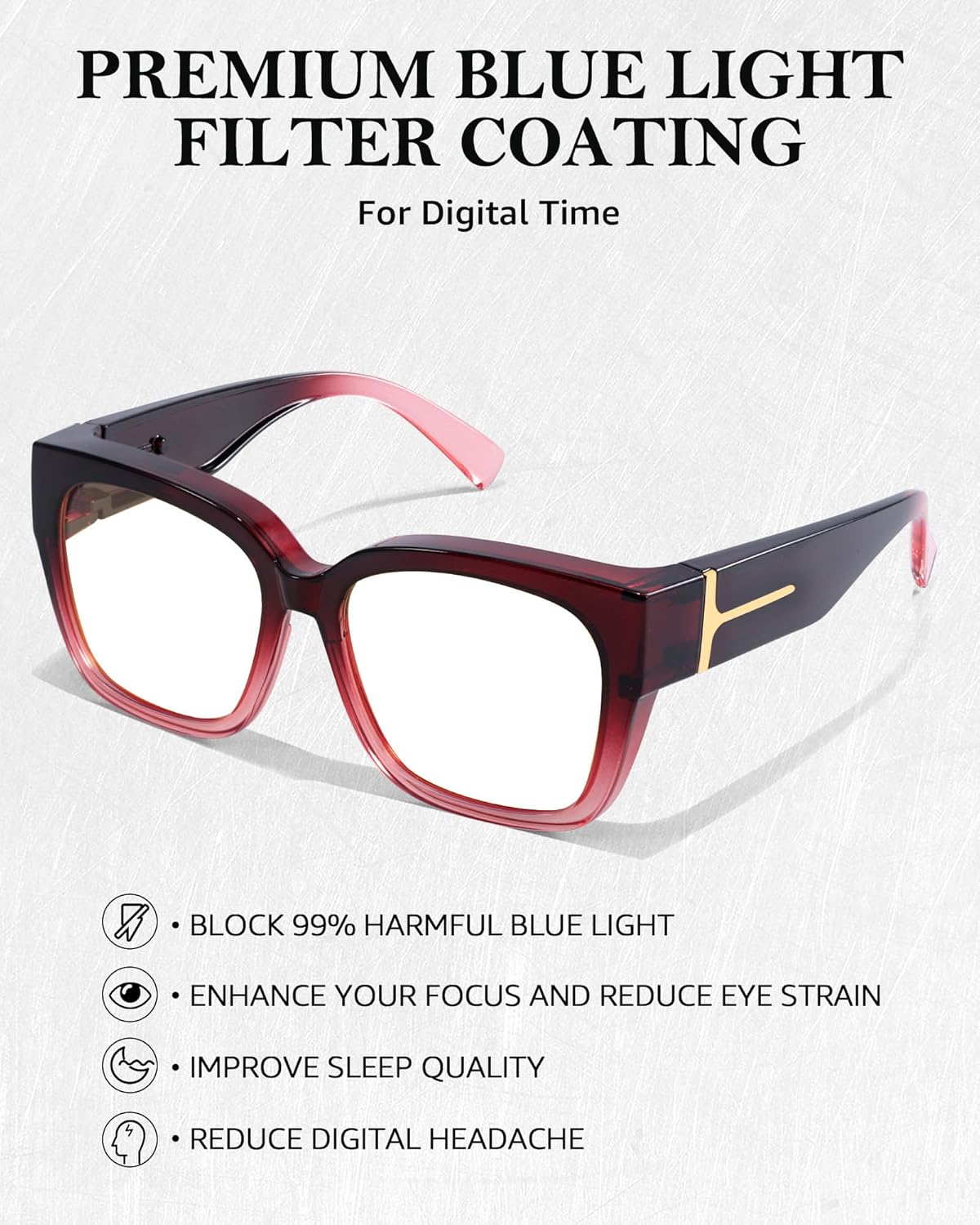 LVIOE Lentes con filtro de luz azul para mujeres y hombres, anteojos de bloqueo de luz azul de gran tamaño para llevar sobre anteojos LB7511