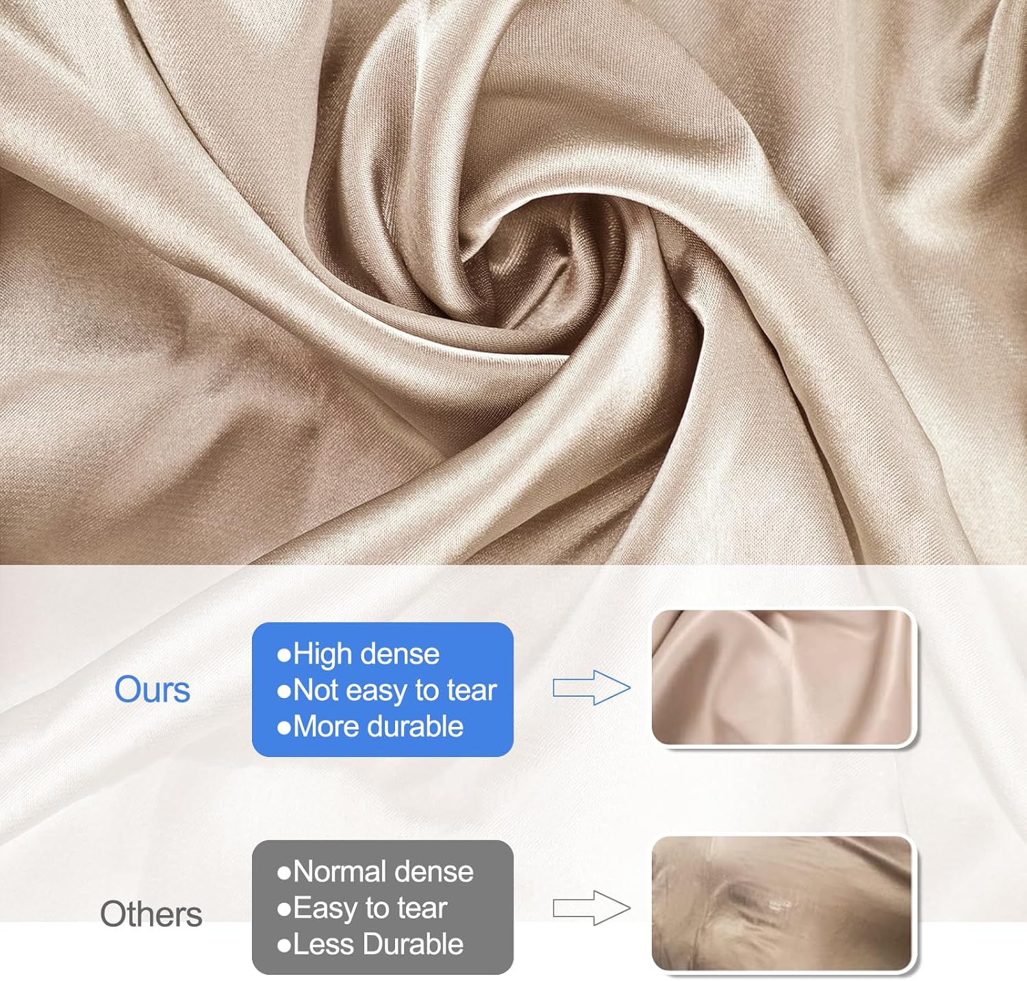 Satin Pillowcase for Contour Memory Foam Pillows, 24″ x 14″ x 5.1″3.5″ Cervical Pillow Case, Soft Pillow Cover for Sleeping Pillows (Champagne)
