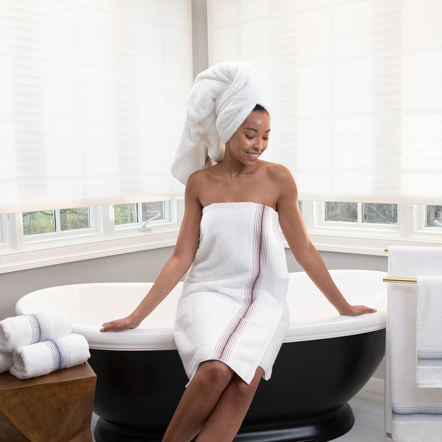 Aston & Arden Aegean – Toallas de baño de gran tamaño, ultra suaves, gruesas y absorbentes, 100% algodón turco hilado en anillo, para spa, hotel,