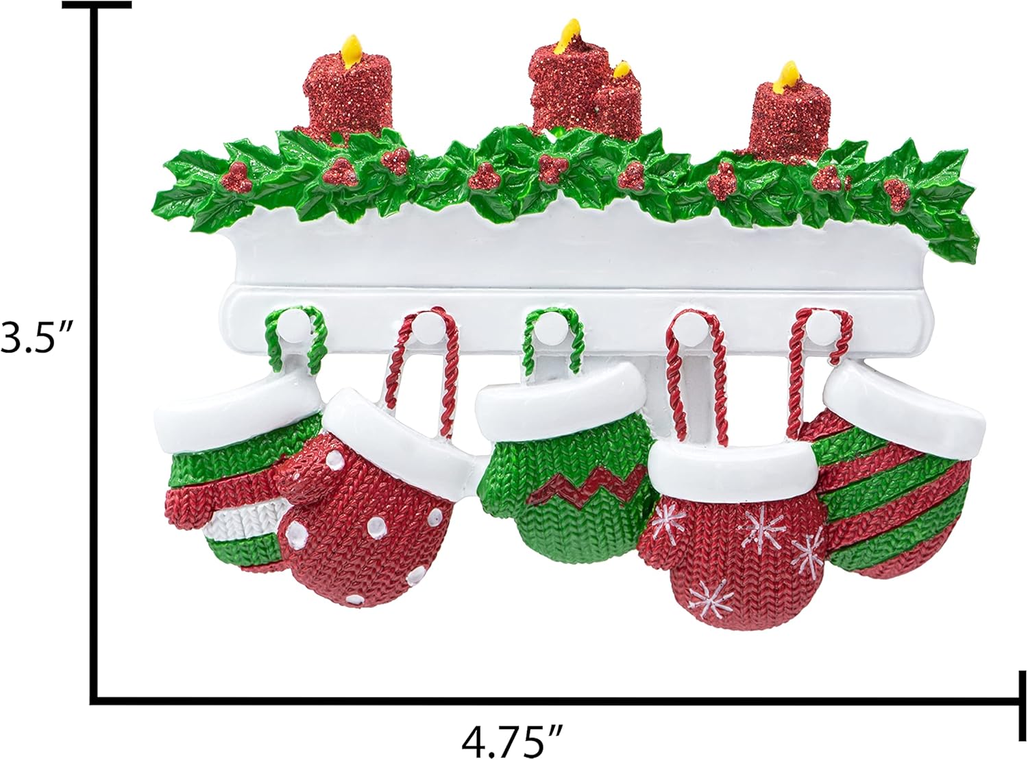 Adorno de Navidad personalizado para familia de 5 miembros 2023  Manoplas con velas con purpurina en la decoración del árbol de Navidad del manto,