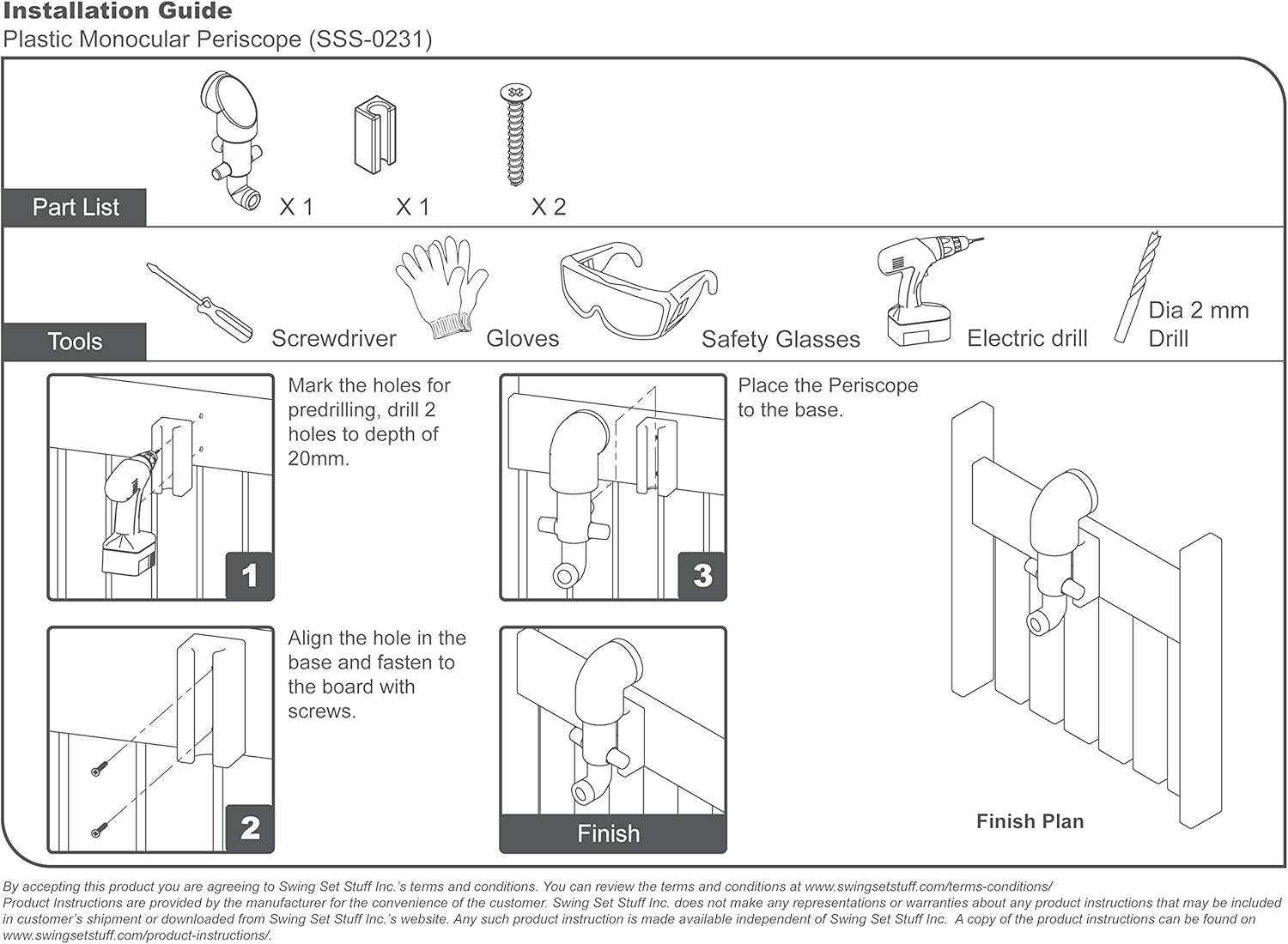 Swing Set Stuff Inc. Kit combinado monocular con adhesivo SSS Logo Azul