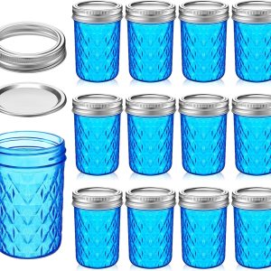 12 tarros de conservas Mason de 8 onzas con tapas regulares, mini tarros de miel para regalos de boda, baby shower, proyectos de bricolaje, velas, 12 tarros de conservas Mason de 8 onzas con tapas regulares, mini tarros de miel para regalos de boda, baby shower, proyectos de bricolaje, velas,