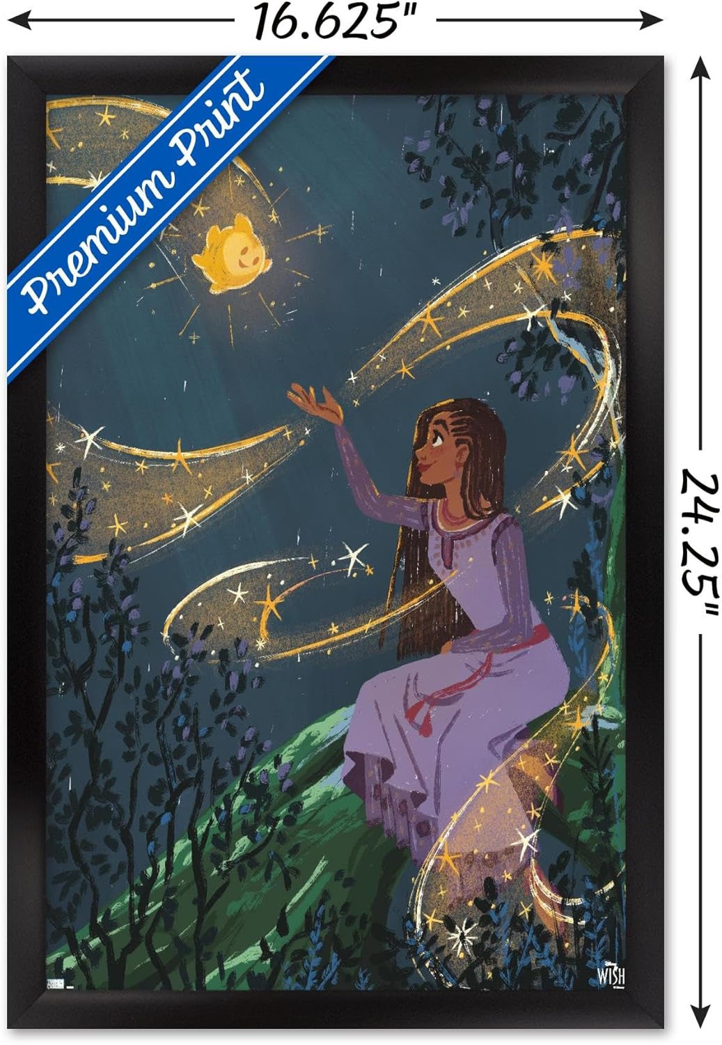 Trends International Disney Wish – Póster de collage 2 (Asha & Star), póster de pared, 14.72 x 22.37 pulgadas, versión enmarcada en negro
