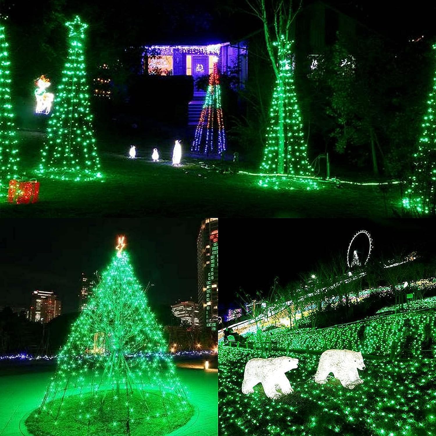 Tira de luces extralargas de 95 pies de 240 luces LED de alambre verde para exterioresinteriores, luces de árbol de Navidad con 8 modos, tira de