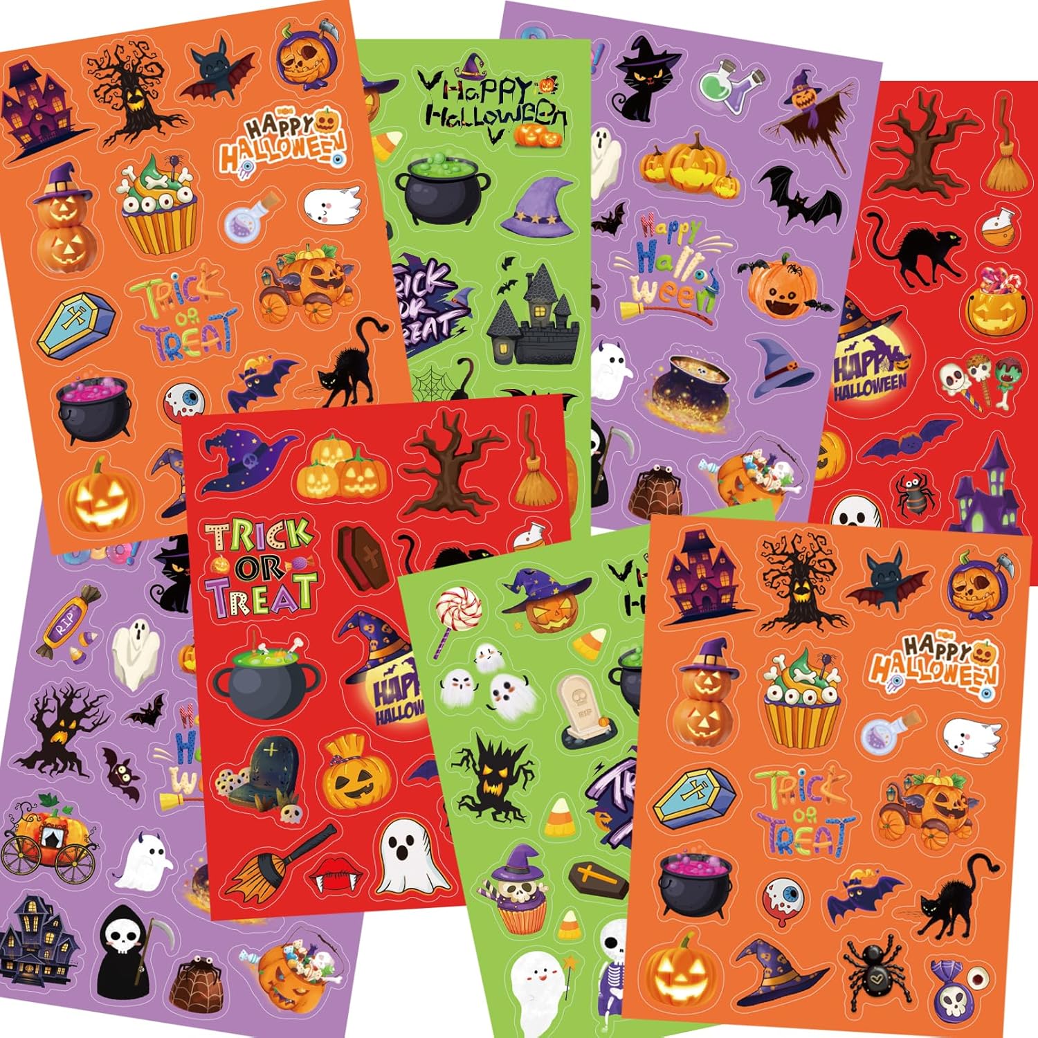 Calcomanías de Halloween para niños, 24 hojas de calcomanías surtidas para el hogar, aula, fiesta, juegos, manualidades, recompensas escolares