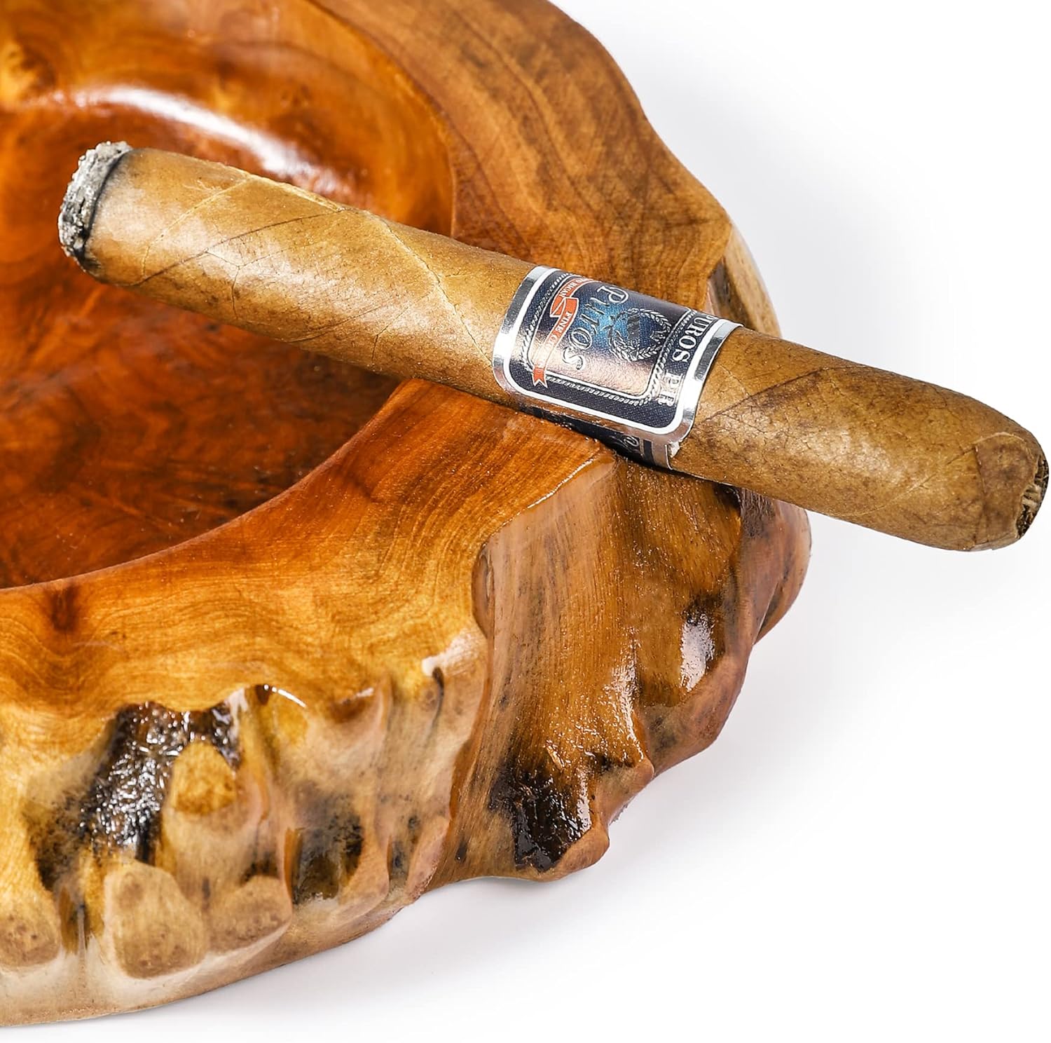 Wooden Cigar Ashtrays Outdoor Indoor Cigar Accessories and Great Gifts for Cigar Lovers, Smokers and Men Ash Tray Different Shapes and Random