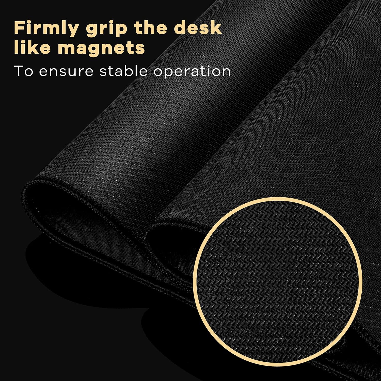 Reinzein Alfombrilla de mouse extendida negra con posavasos, alfombrilla de mouse XXL con diseño de bordes cosidos, tela de microtejido superior,