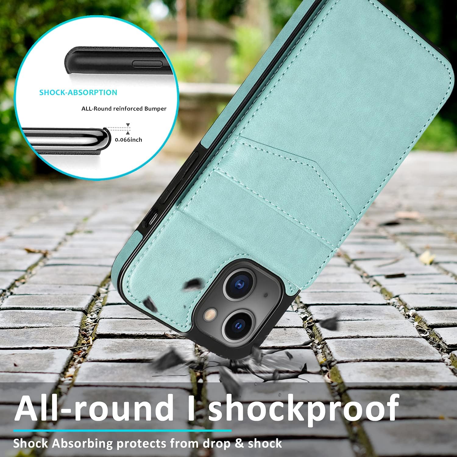 Asuwish Funda compatible con iPhone 15 de 6.1 pulgadas con protector de pantalla de vidrio templado y tarjetero para tarjetas de crédito, soporte de