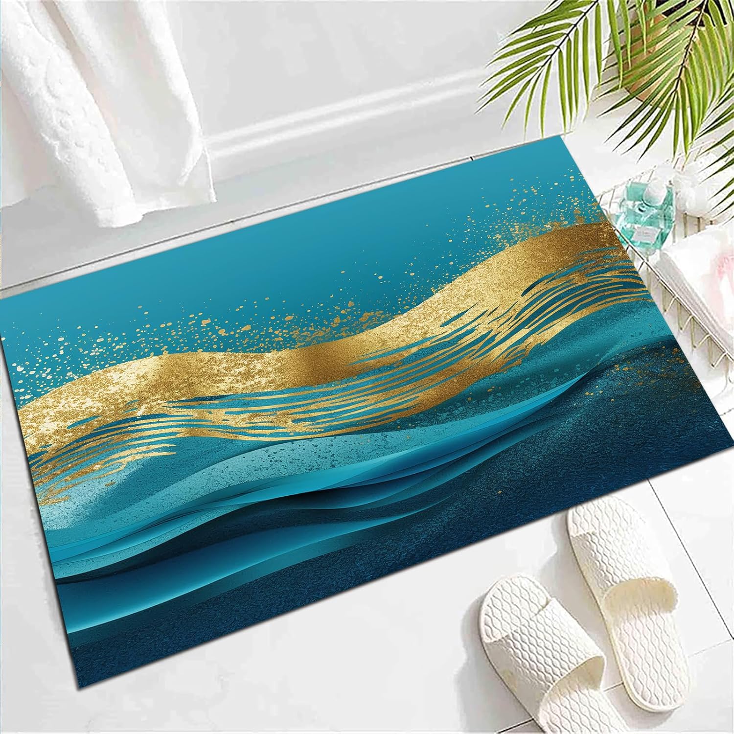 AANVII Geometric Abstract Art Area Rug Indoor Print Carpet Non Slip Kitchen Living Room Bedroom Dining Room