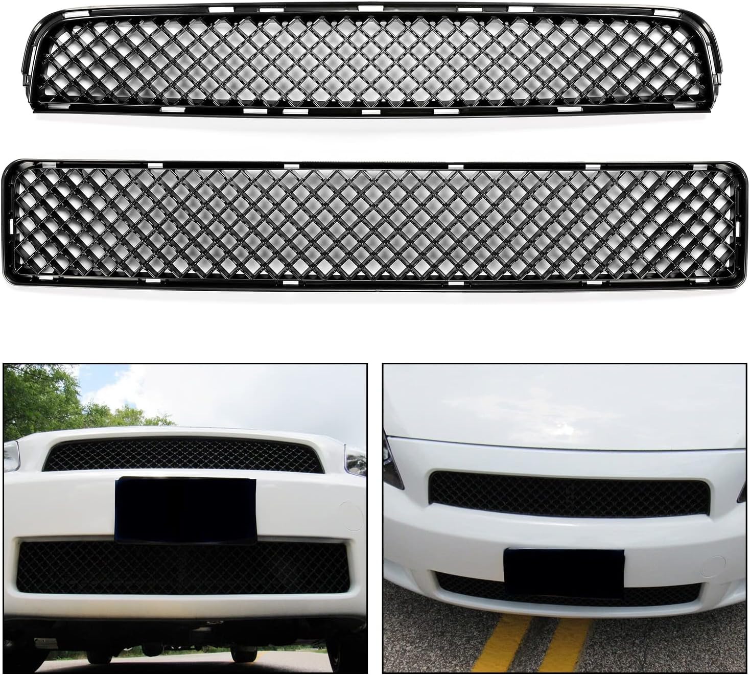 Kojem Parrilla delantera superior e inferior compatible con Scion tC 2005-2010 ABS plástico parachoques parrilla malla negro