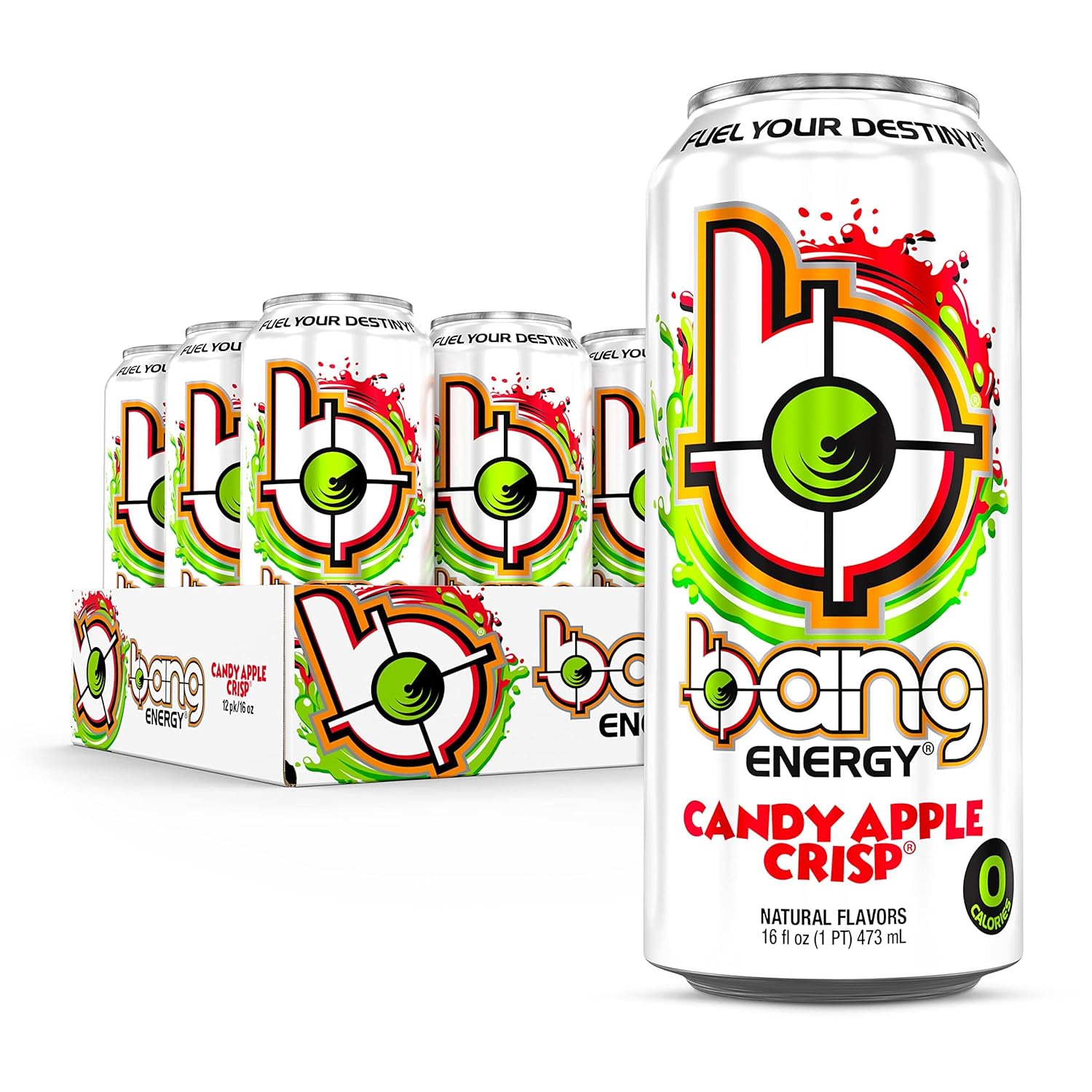 Bang Energy Latas, 16 onzas líquidas, paquete de 12 (caramelo crujiente de manzana)