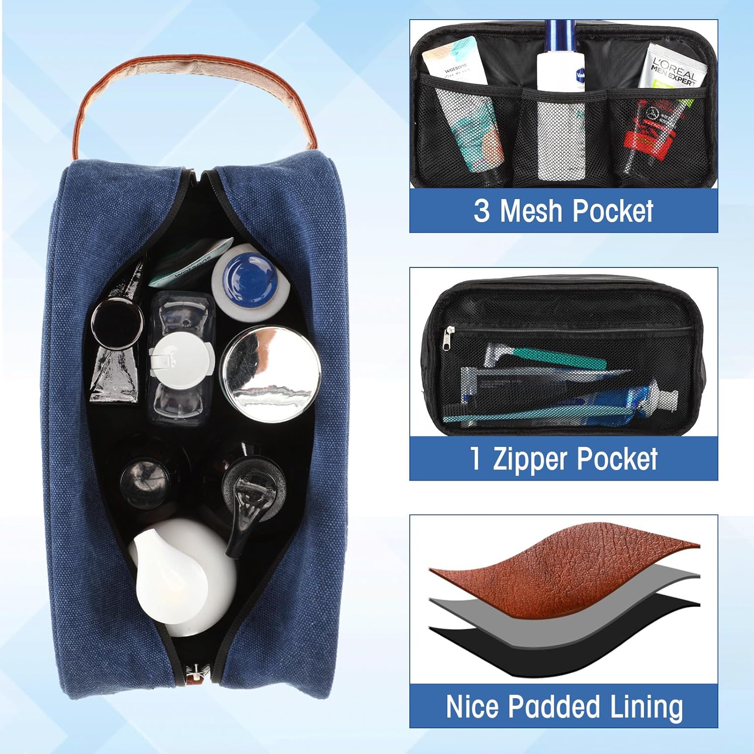 6 bolsas de aseo para hombre para viajar, bolsa de afeitado para artículos de tocador, regalos de boda, padrinos de boda, bolsa de baño de lona y