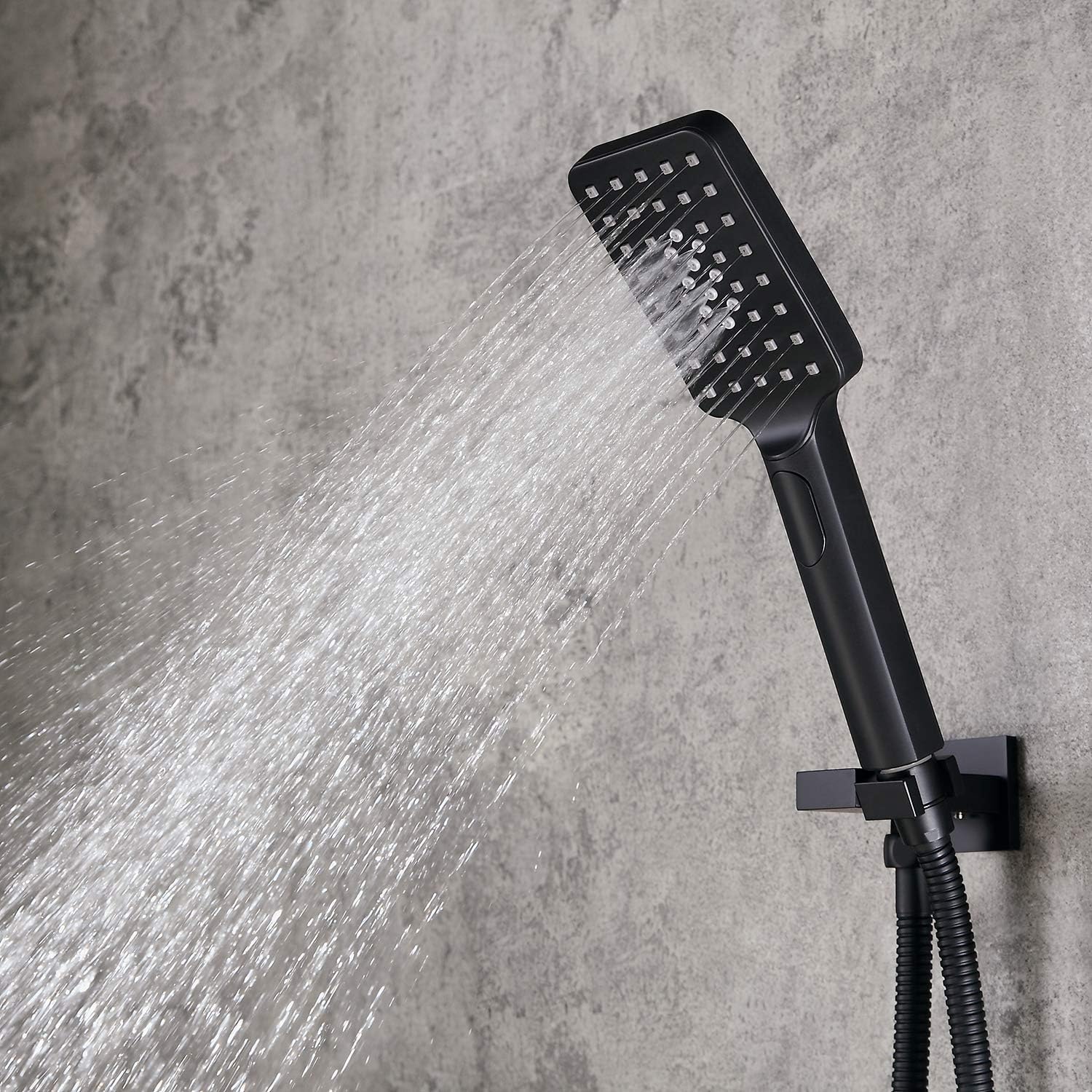 Grifo termostático de ducha con sistema de ducha de lluvia de montaje empotrado con ducha de mano, cabezal de ducha cuadrado de lluvia y rociador de
