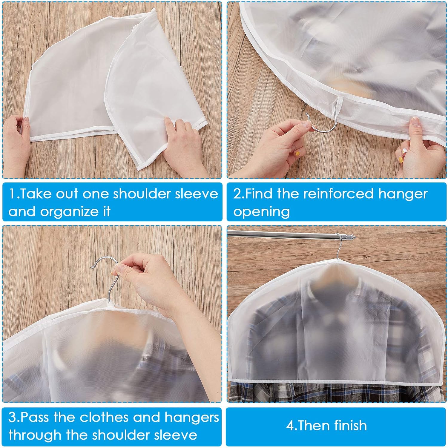 Patelai 24 fundas de hombro para ropa, fundas de ropa para armario, abrigos, chaquetas, almacenamiento de vestimenta