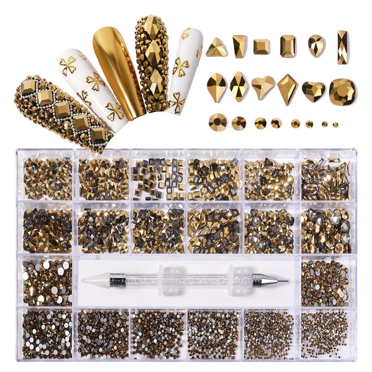 Kit de diamantes de imitación para uñas, decoración de uñas con lápiz de cera, kit de diamantes de imitación AB planos para manualidades, piedras