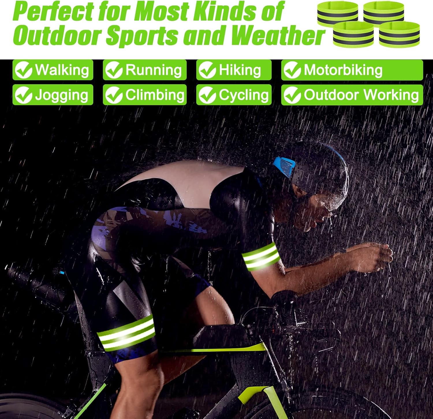 Yilloog 150 Pieces Reflective Arm Bands for Night Walking Reflective Ankle Band for Runners Reflective Wrist Band Cycling Reflective Running Gear