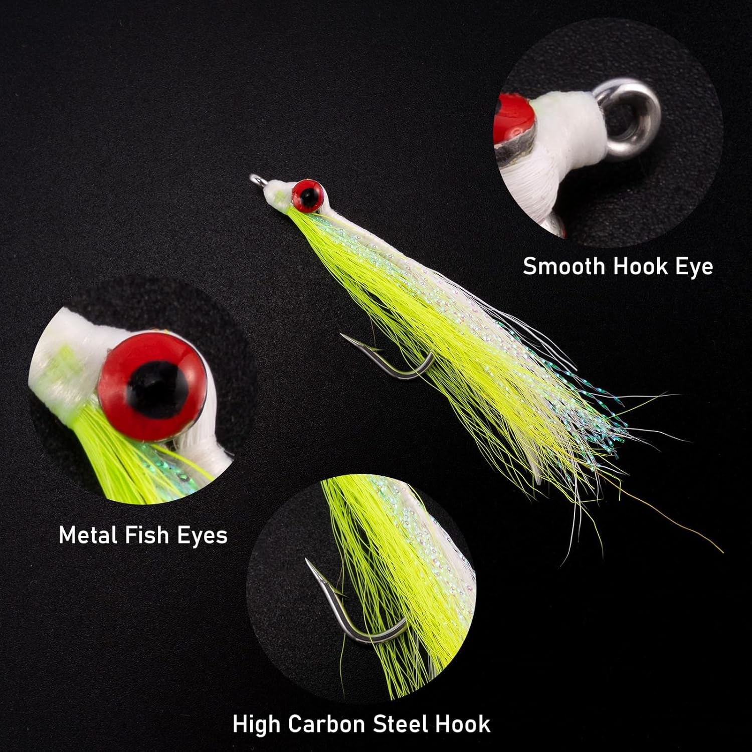 Dr.Fish Paquete de 6 señuelos de pesca con moscas de pesca con mosca, cebo artificial de boca pequeña, pesca con mosca, gancho para pesca con agua