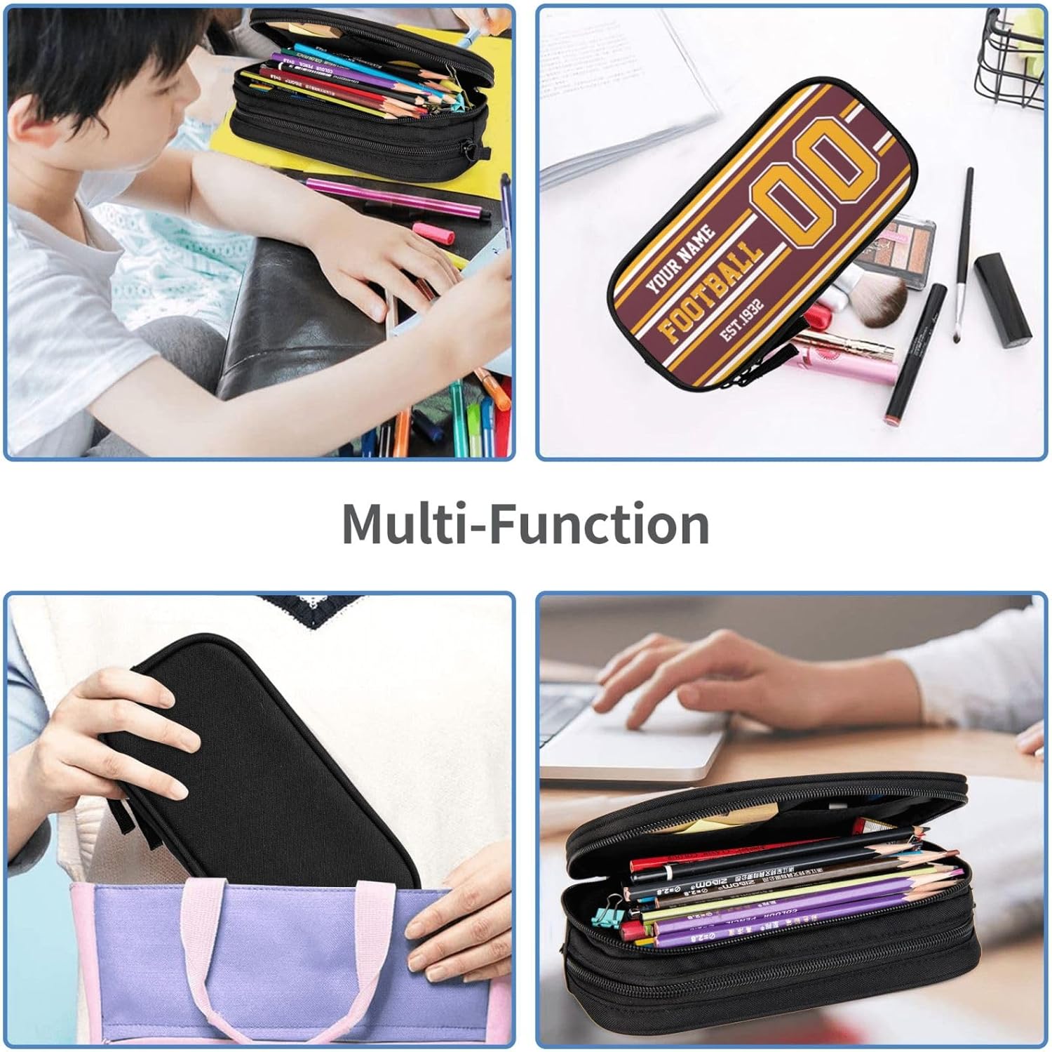 RIAWARME Estuche de lápices personalizado con número de nombre, caja de lápices personalizada estilo fútbol, regalo personalizado para hombres y