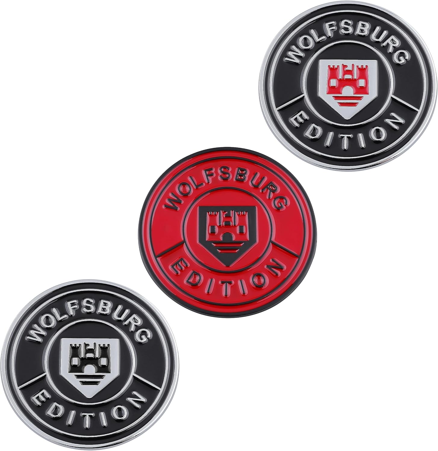 Emblema redondo de la edición A Wolfsburg de 2.5 pulgadas, decoración personalizada para automóvil, calcomanía de aleación de aluminio 3D,