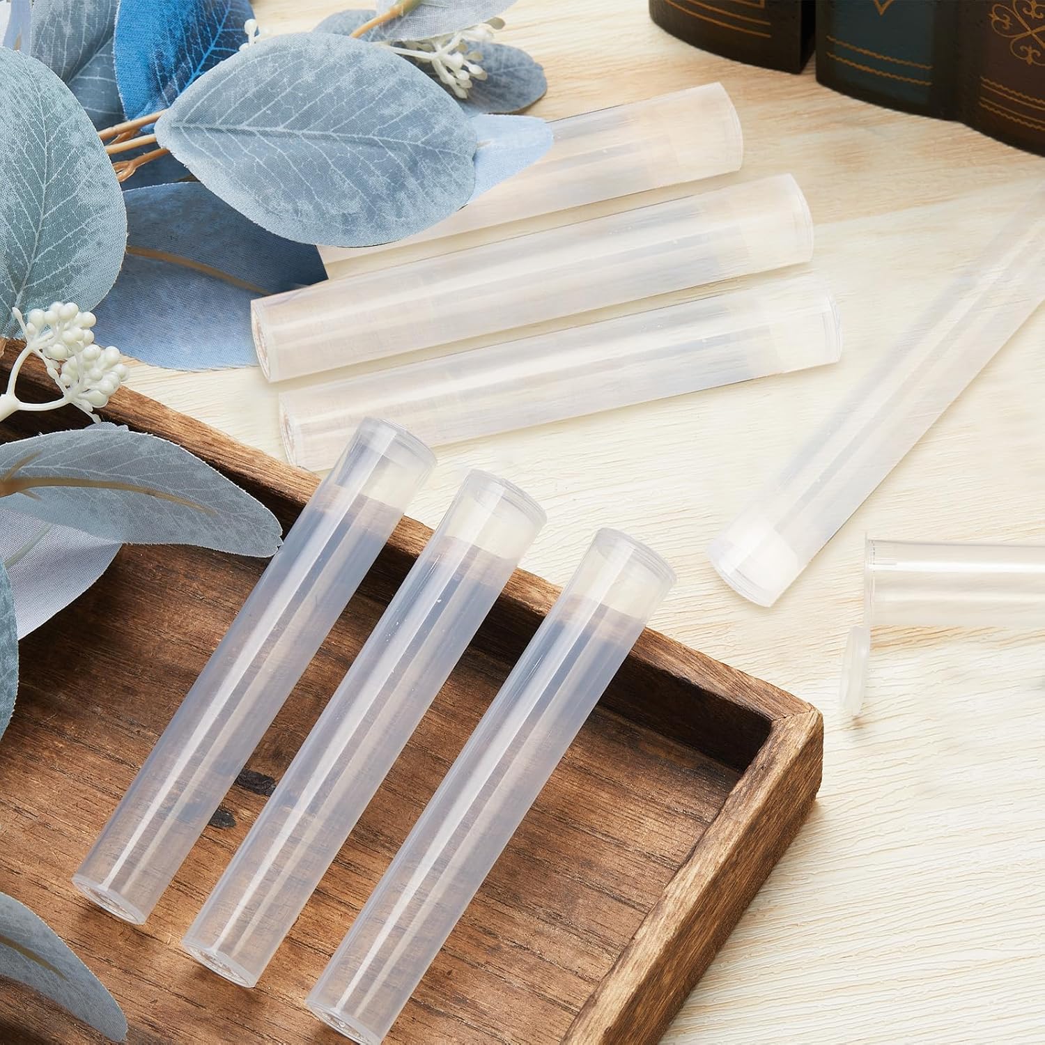 300 tubos transparentes de 4.567 in a granel, impermeables, contenedores de sellado de plástico con tapas