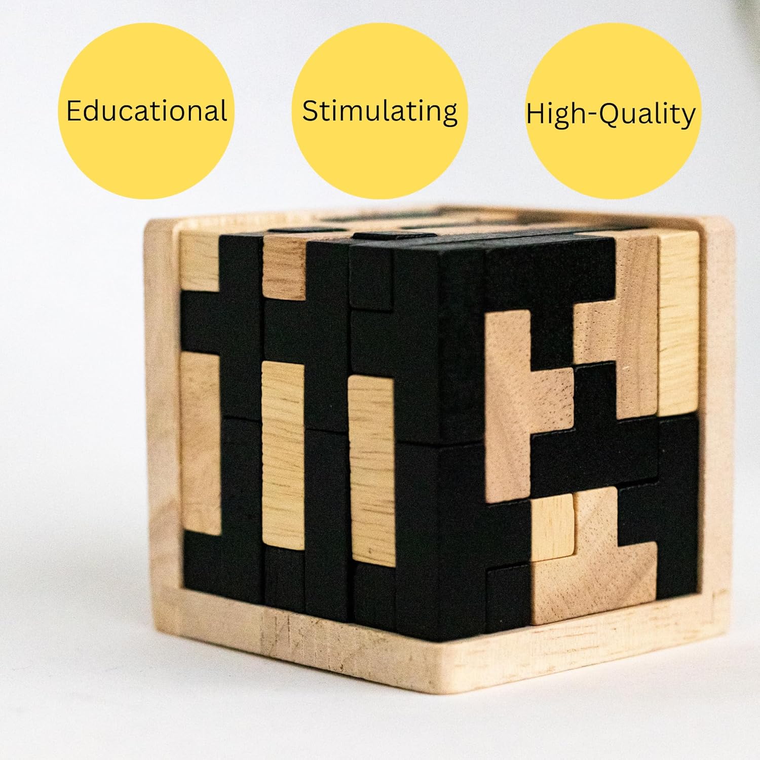 Cubo de rompecabezas de madera para el cerebro accesorios de oficina geniales para escritorio, rompecabezas de bloques y rompecabezas de cubo para