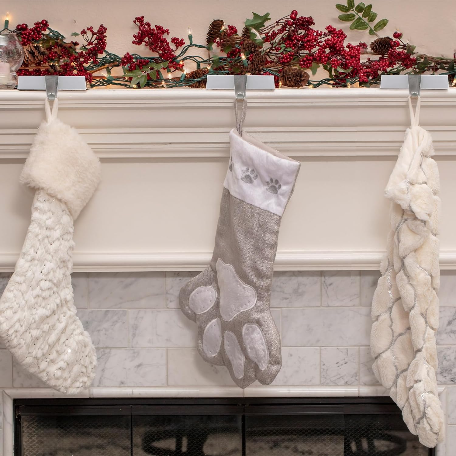 Soaoo 6 soportes para calcetines de Navidad, para mantel y mantel, para calcetines de Navidad, pesos pesados para calcetines de manto, bases para