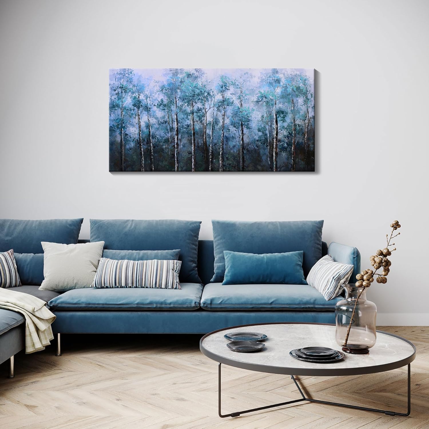 Lienzo decorativo para pared, paisaje natural grande, bosque de abedul, arte de pared para sala de estar, dormitorio, decoración de pared sobre la