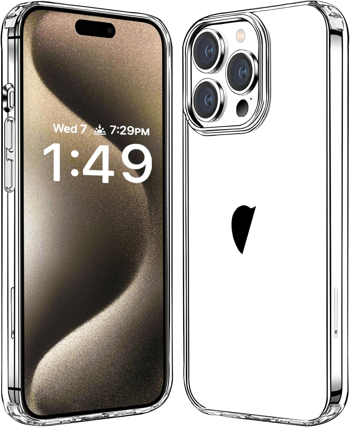 JJGoo Compatible con iPhone 15 Pro Max Funda transparente, transparente a prueba de golpes, delgada, antiarañazos, carcasa protectora trasera de