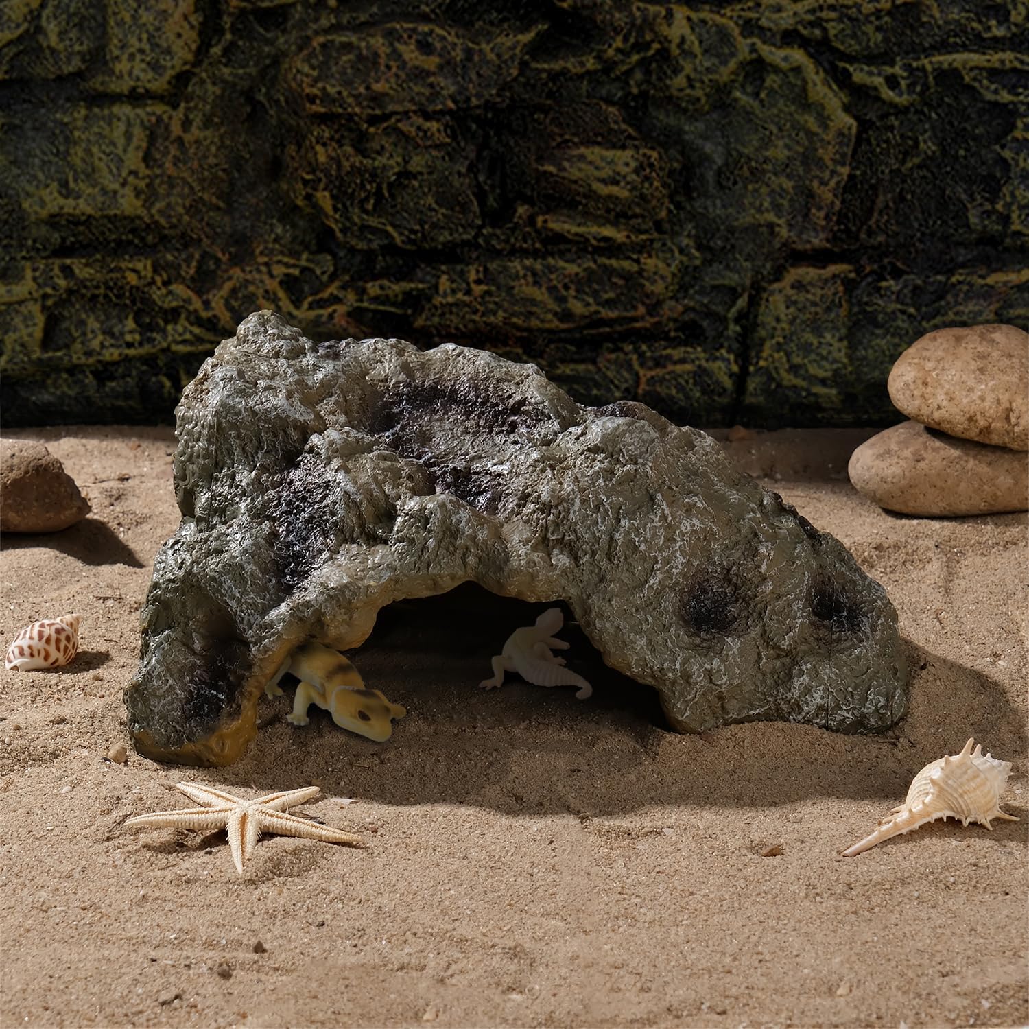 Piel de leopardo de resina, fiel a la naturaleza, roca reptil para escondite de dragón barbudo, piel de serpiente para pitones de bola, decoración