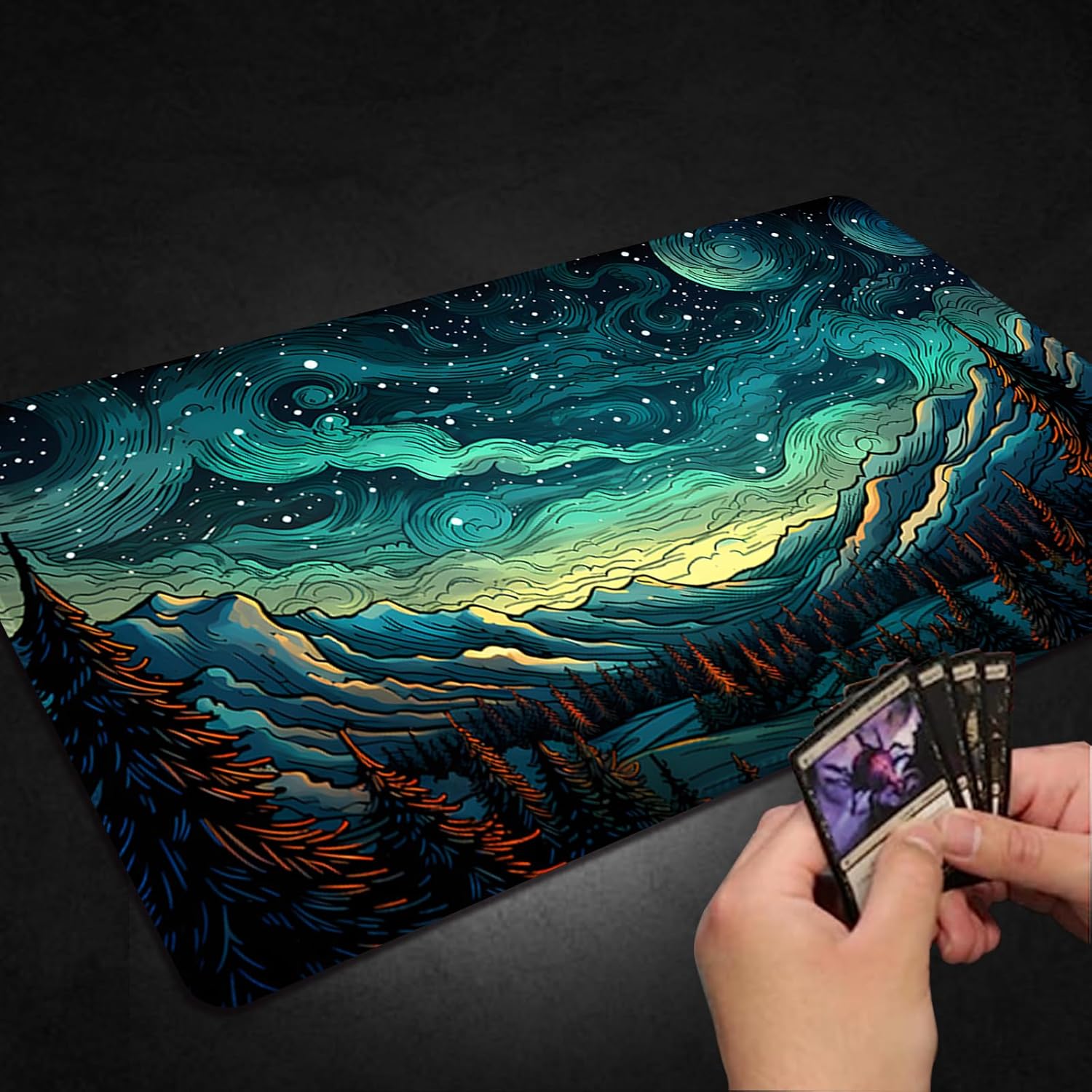Tapete de juego para MTG, con bolsas de almacenamiento gratis, tapete de juego de 24 x 14 pulgadas, TCG y tapete de juego de mesa para tarjetas,
