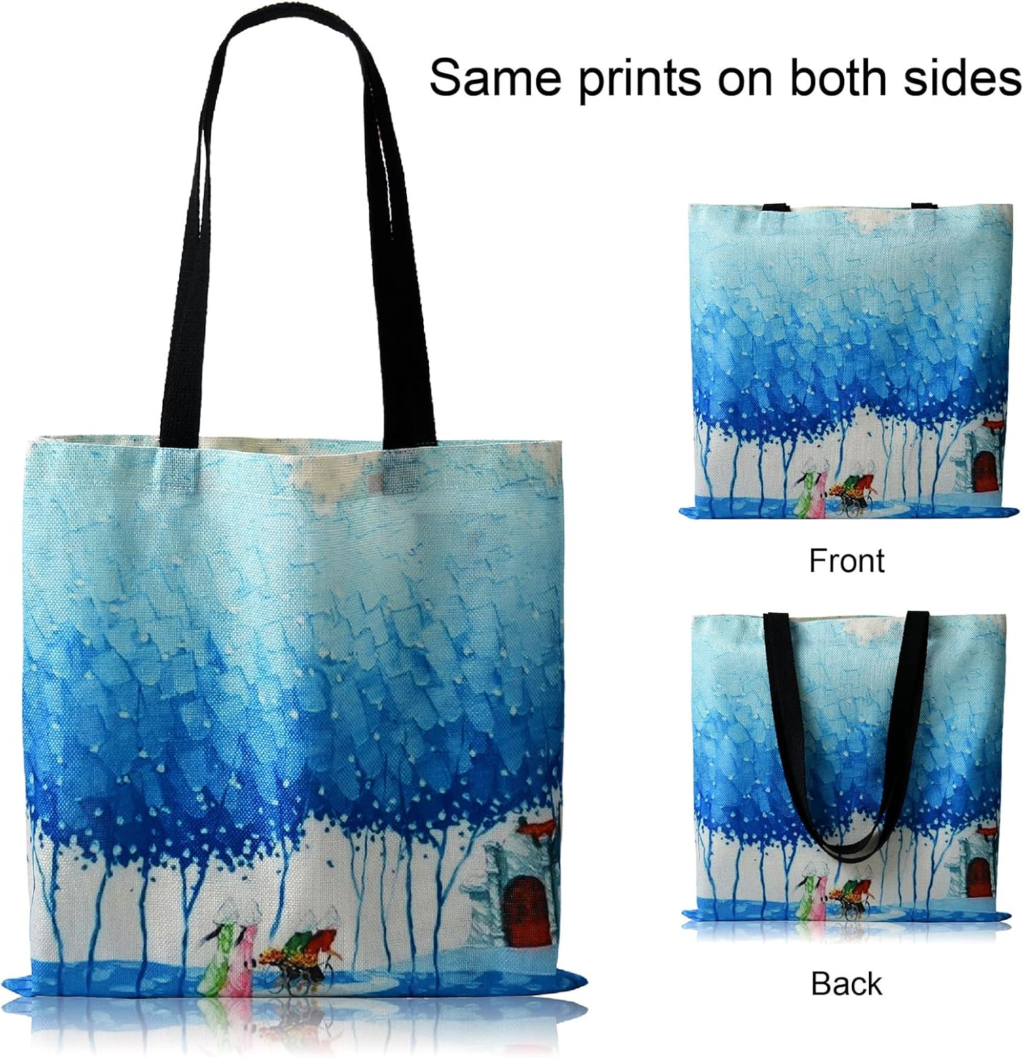 KaiTingu Bolsa de lona para mujer, con bonito estampado, reutilizable, de algodón, a la moda, escuela, compras, playa, comestibles