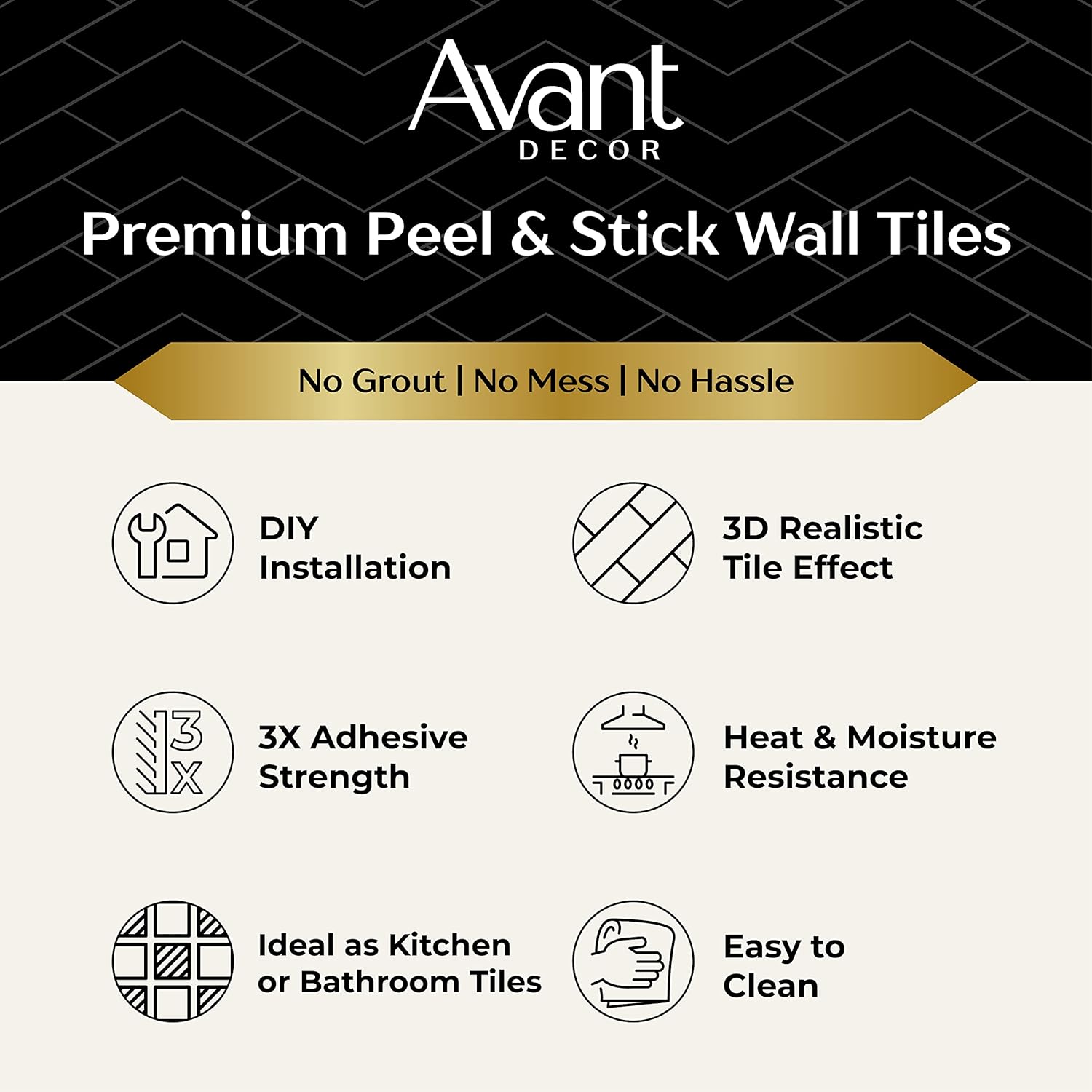 Avant Decor  8 azulejos  Azulejos hexagonales de aluminio  Azulejos de cocina para despegar y pegar  Azulejos de pared para pegar  Fácil instalación