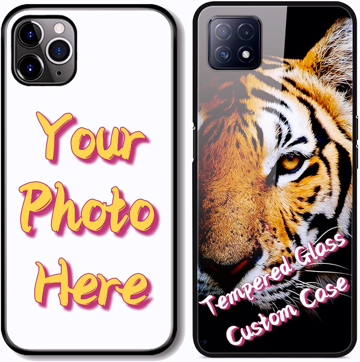 Funda de vidrio templado con foto personalizada para OPPO R17 Find X2 X3 F17 F9 A72 Reno 8 7 6 Realme 8 Pro, personaliza la imagen 9H parte trasera
