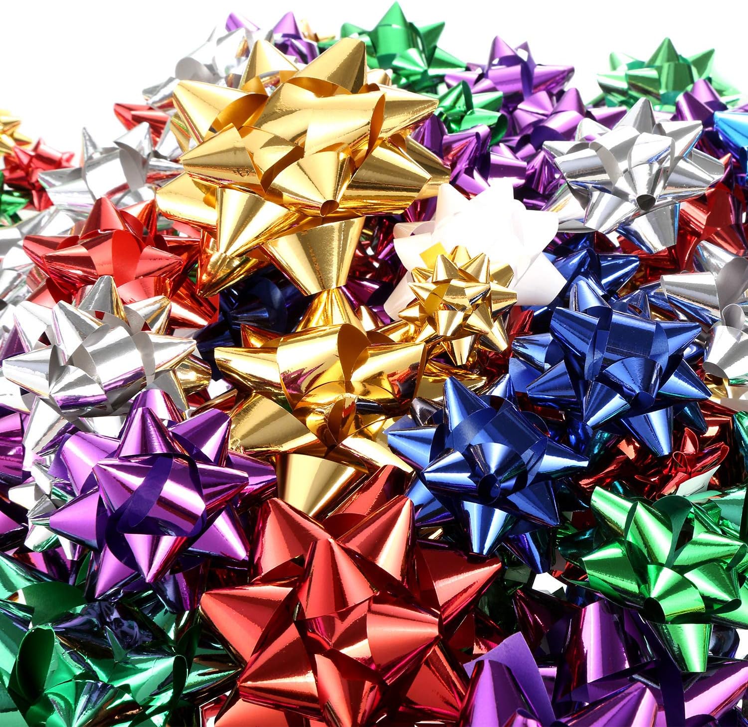 Tatuo 130 lazos metálicos de Navidad, lazos de regalo autoadhesivos para decorar regalos (multicolor)